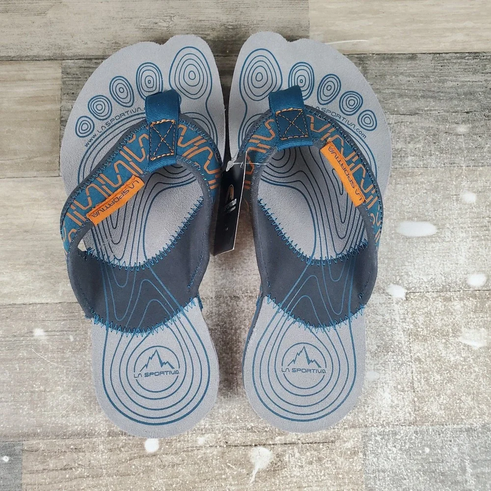 La Sportiva Mens Swing Sandals Sz 6.5 Space Blue Maple Slip On Flip Flops Thong